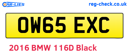 OW65EXC are the vehicle registration plates.