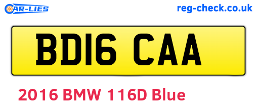 BD16CAA are the vehicle registration plates.