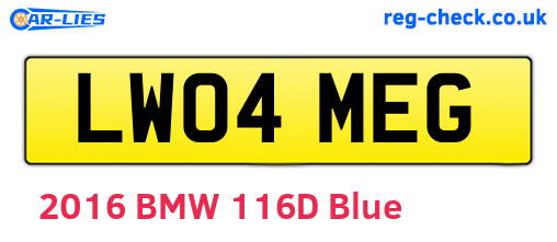 LW04MEG are the vehicle registration plates.