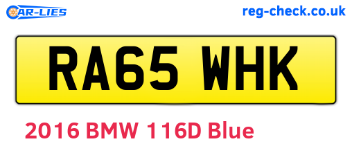 RA65WHK are the vehicle registration plates.
