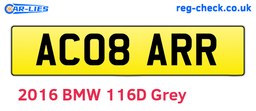AC08ARR are the vehicle registration plates.