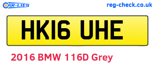 HK16UHE are the vehicle registration plates.