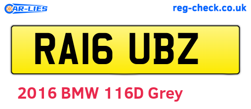 RA16UBZ are the vehicle registration plates.