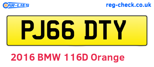PJ66DTY are the vehicle registration plates.