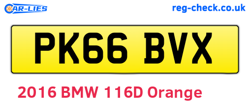 PK66BVX are the vehicle registration plates.