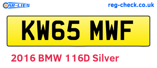 KW65MWF are the vehicle registration plates.