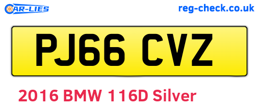 PJ66CVZ are the vehicle registration plates.