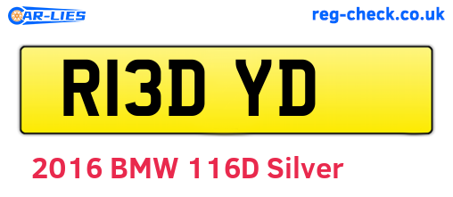 R13DYD are the vehicle registration plates.