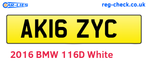 AK16ZYC are the vehicle registration plates.