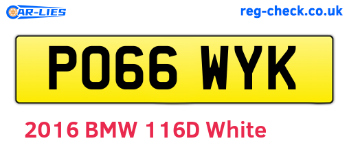 PO66WYK are the vehicle registration plates.