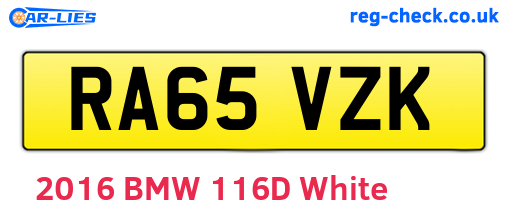 RA65VZK are the vehicle registration plates.