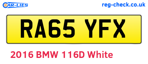 RA65YFX are the vehicle registration plates.