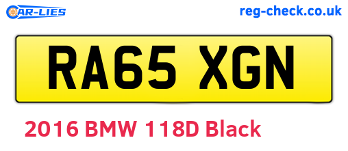 RA65XGN are the vehicle registration plates.