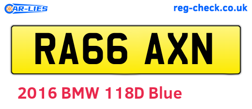 RA66AXN are the vehicle registration plates.