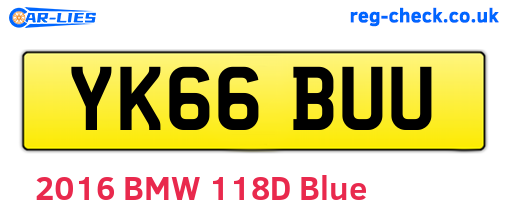 YK66BUU are the vehicle registration plates.