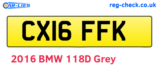 CX16FFK are the vehicle registration plates.
