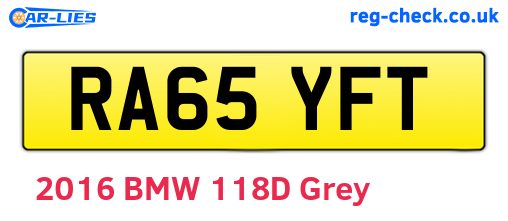 RA65YFT are the vehicle registration plates.