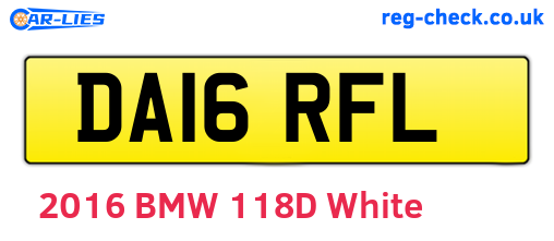 DA16RFL are the vehicle registration plates.