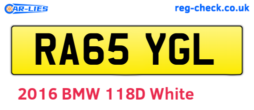 RA65YGL are the vehicle registration plates.