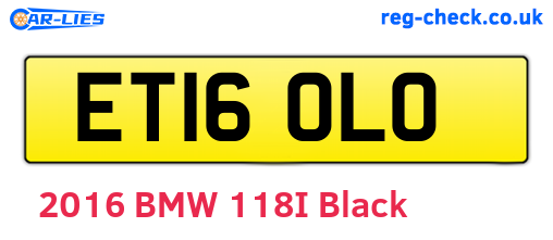 ET16OLO are the vehicle registration plates.