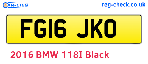 FG16JKO are the vehicle registration plates.