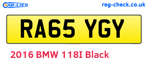 RA65YGY are the vehicle registration plates.