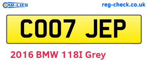 CO07JEP are the vehicle registration plates.