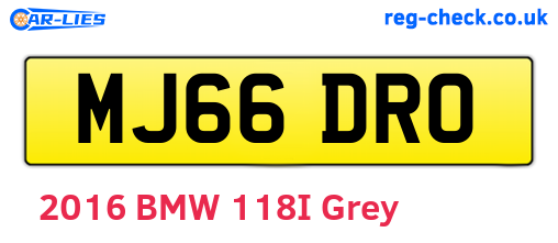 MJ66DRO are the vehicle registration plates.