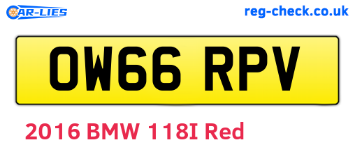 OW66RPV are the vehicle registration plates.
