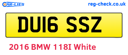 DU16SSZ are the vehicle registration plates.