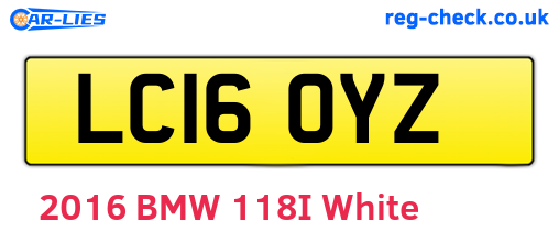 LC16OYZ are the vehicle registration plates.