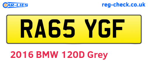 RA65YGF are the vehicle registration plates.