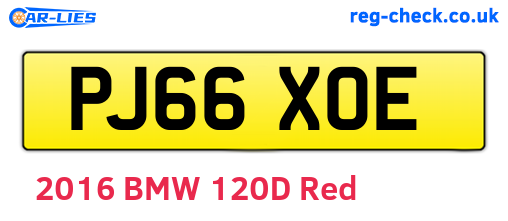 PJ66XOE are the vehicle registration plates.