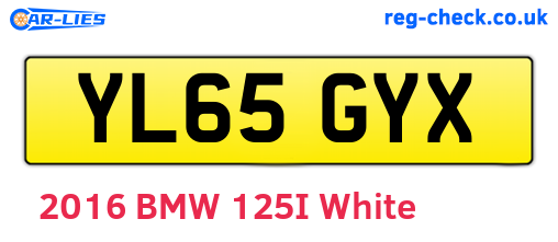 YL65GYX are the vehicle registration plates.