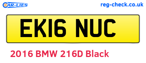 EK16NUC are the vehicle registration plates.
