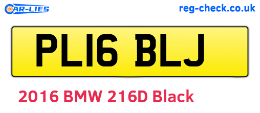 PL16BLJ are the vehicle registration plates.