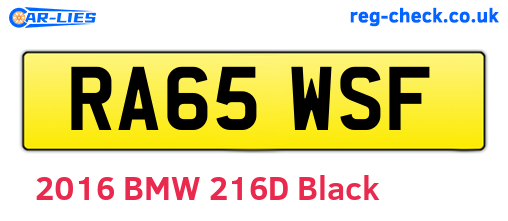 RA65WSF are the vehicle registration plates.