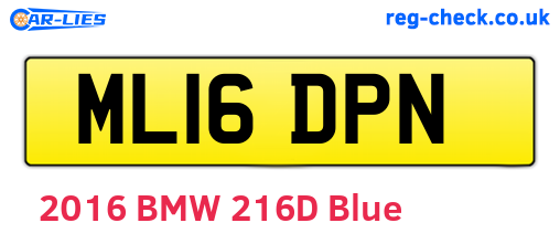 ML16DPN are the vehicle registration plates.