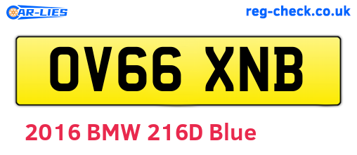 OV66XNB are the vehicle registration plates.