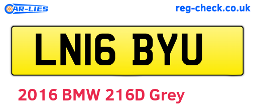 LN16BYU are the vehicle registration plates.