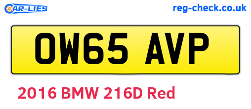 OW65AVP are the vehicle registration plates.