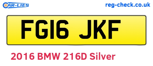 FG16JKF are the vehicle registration plates.