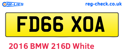 FD66XOA are the vehicle registration plates.
