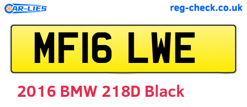 MF16LWE are the vehicle registration plates.