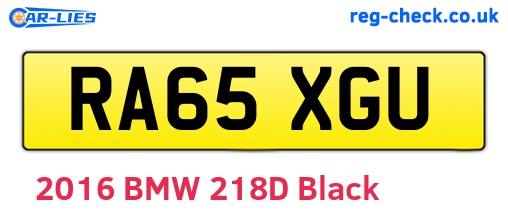 RA65XGU are the vehicle registration plates.