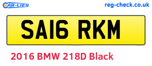 SA16RKM are the vehicle registration plates.