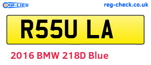 R55ULA are the vehicle registration plates.