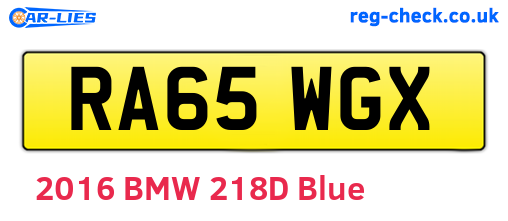 RA65WGX are the vehicle registration plates.