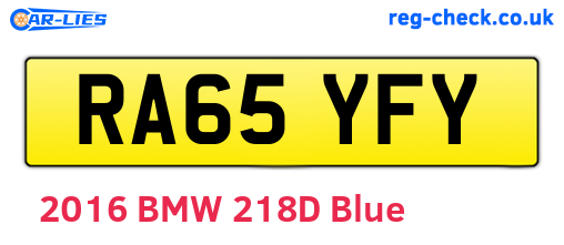 RA65YFY are the vehicle registration plates.