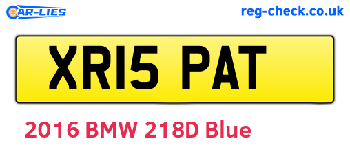 XR15PAT are the vehicle registration plates.